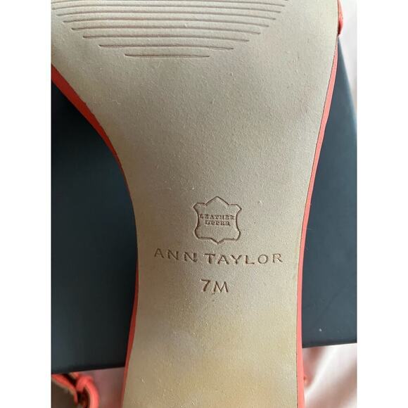 Ann Taylor Elly Leather Stiletto Heeled Sandals Bright Calypso Like New Size 7 - Picture 10 of 11